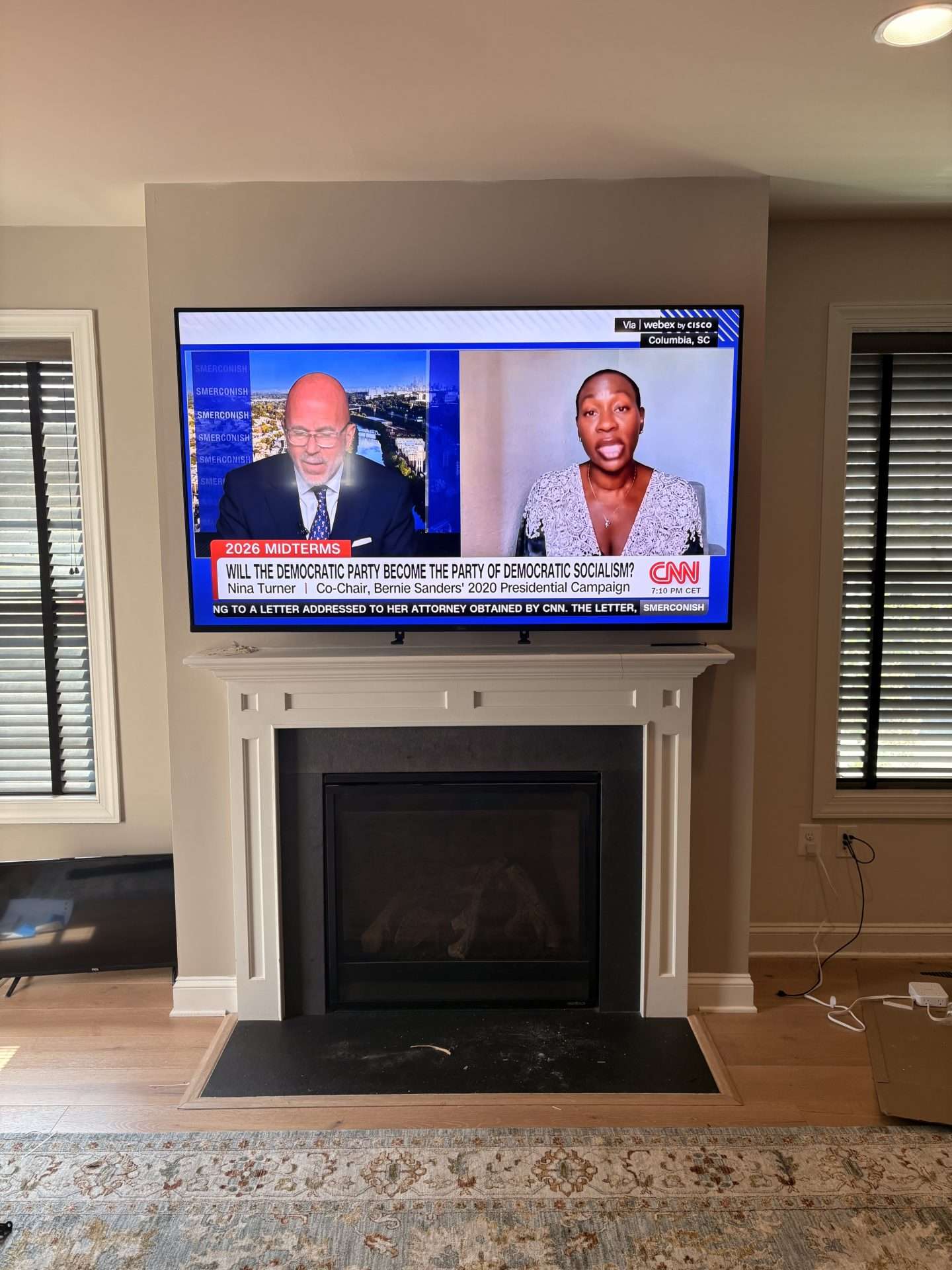 Completed 65 inch TV installation above fireplace in Silver Spring Maryland by Artesoft