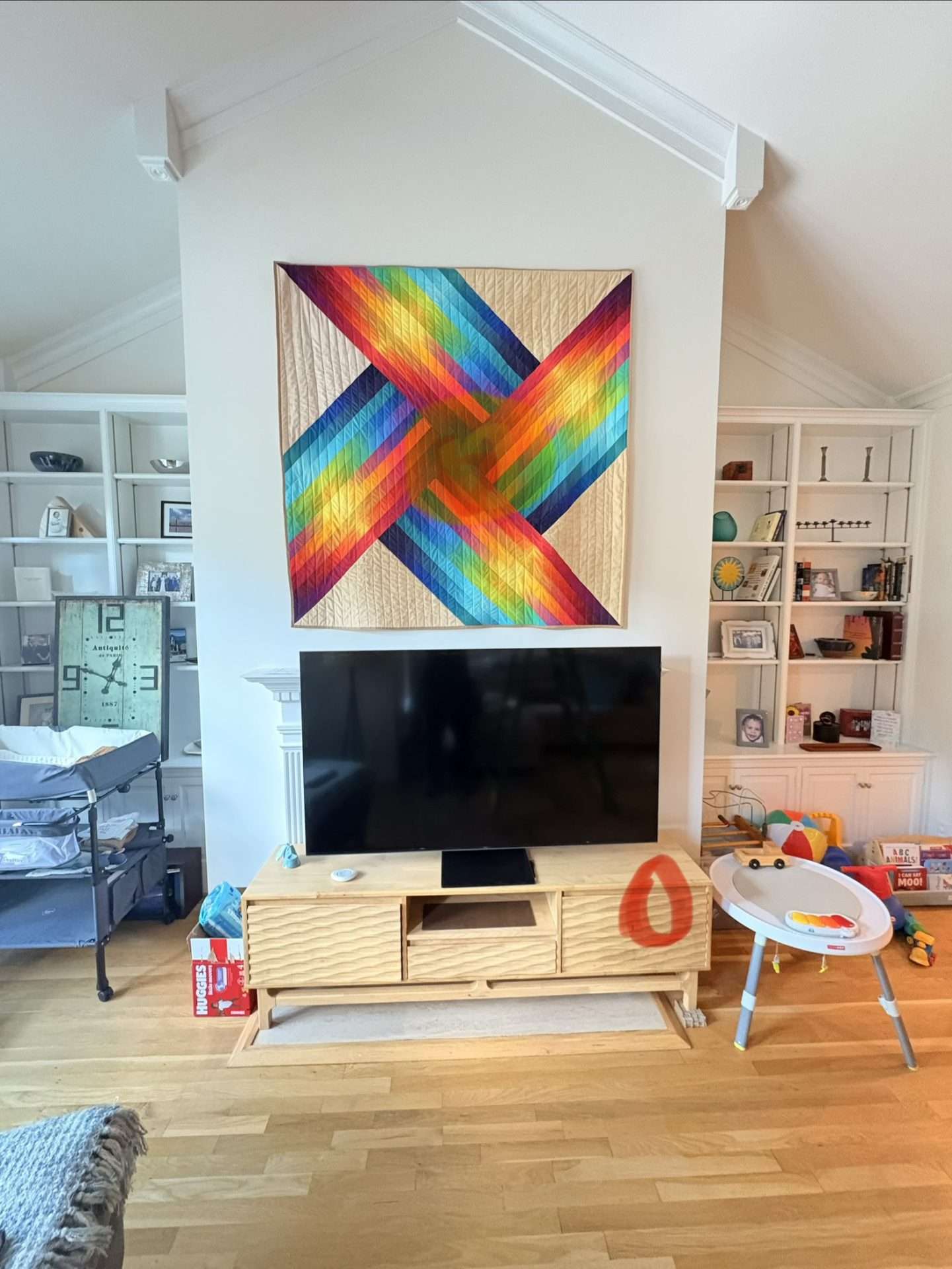 Living room before TV fireplace installation in Georgetown Washington DC